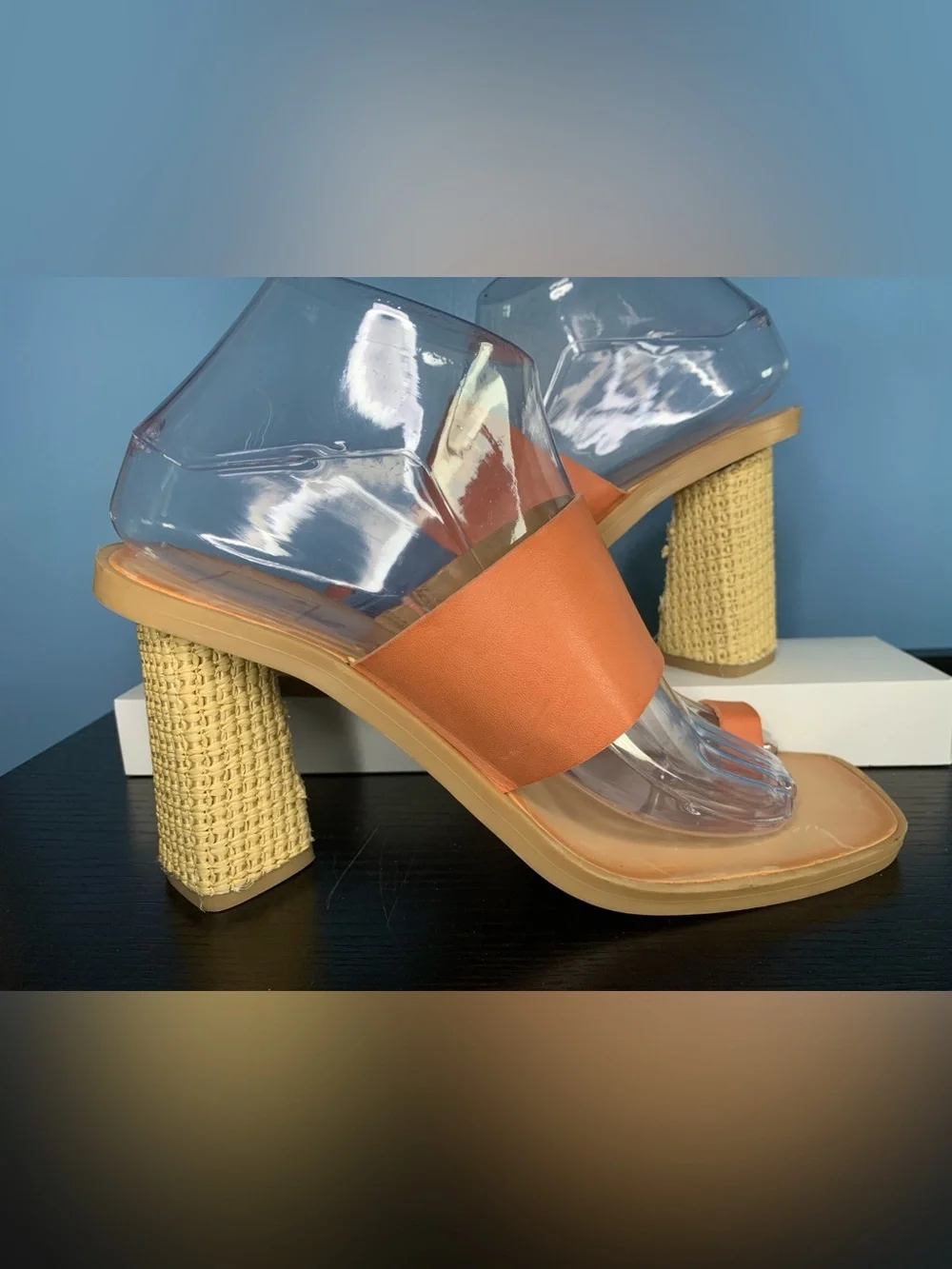 Dolce Vita Peach & Raffia Slide Sandal with Heel